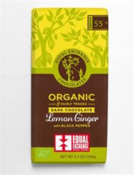 Organic Lemon Ginger & Pepper Chocolate 100g (order 12 for retail outer)