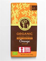 Chocolate orgánico con naranja amarga 65% 100 g (pedir 12 para el exterior minorista)
