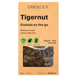 20% RABAT Økologisk Tigernut Granola med Nopal Cactus 50g (bestil i multipla af 4 eller 12 for bytte ydre)