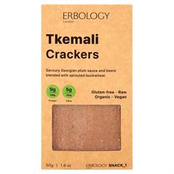 20 % RABAT Økologiske Tkemali Crackers 50g (bestil i multipla af 4 eller 12 for detail ydre)