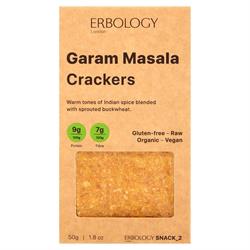 20% KORTING op biologische Garam Masala Crackers 50g (bestel in veelvouden van 4 of 12 voor detailhandelsverpakkingen)