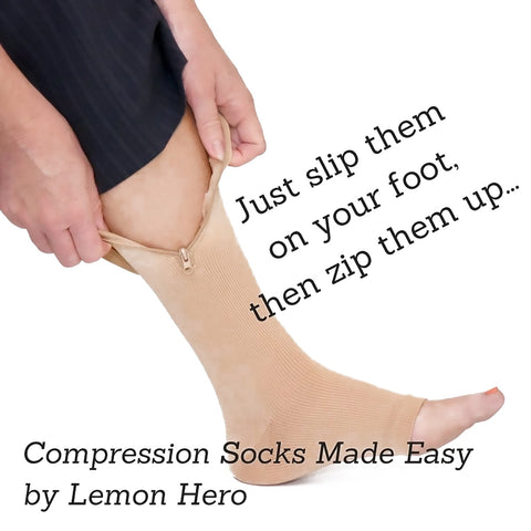 1 par unissex meias de compressão zíper perna apoio joelho meias mulheres homens dedo do pé aberto fino anti-fadiga meias elásticas transporte da gota