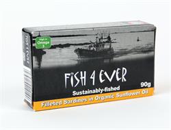 Filetes de sardina en aceite de girasol orgánico 90 g (pedir por separado o 10 para el comercio exterior)