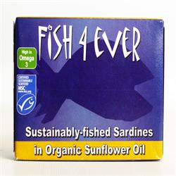 Hele sardiner i økologisk solsikkeolie 120 g (bestil i enkeltstående eller 10 for bytte ydre)
