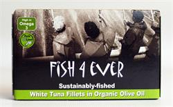 जैविक जैतून के तेल में सफेद ट्यूना मछली 120 ग्राम (एकल में ऑर्डर करें या बाहरी व्यापार के लिए 10)