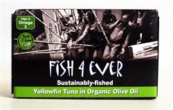 Gelbflossen-Thunfisch in Bio-Olivenöl 120 g (einzeln bestellen oder 10 für den Außenhandel)