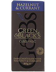 Chocolate orgánico con avellanas y grosellas 100 g (pida 15 para el exterior minorista)