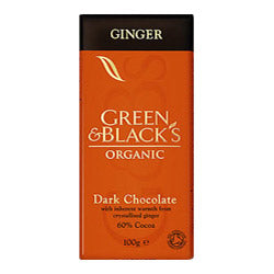 Jengibre oscuro orgánico 60% chocolate 100 g (pida 15 para el exterior minorista)