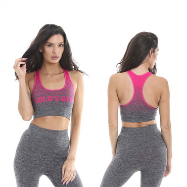 Golds Gym Ladies Seamless Vest, XS/S / Pink/Charcoal