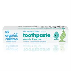 Pasta de dientes orgánica para niños con menta verde y aloe vera, 50 ml (pedir por separado o 12 para el comercio exterior)