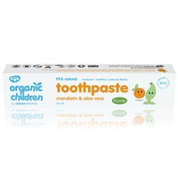 Pasta de dientes orgánica para niños con mandarina y aloe vera con flúor (pedir por unidades o 12 para el comercio exterior)