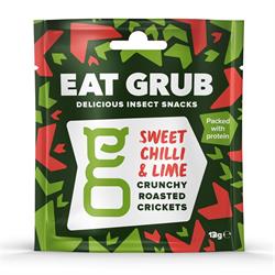 Crunchy Roasted Crickets - Sweet Chilli & Lime (12g) (bestilles i single eller 12 for detail ydre)