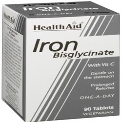 Bisglicinato de hierro (hierro con vitamina C) - 90 tabletas