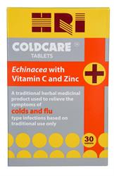 30% DE DESCONTO em comprimidos HRI Coldcare 30s: Equinácea com Vitamina C e Zinco