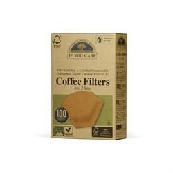 Coffee filters No. 2 small unbleached 100 filters (order in singles or 12 for trade outer)