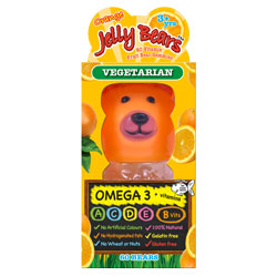 Jelly Bears, Vitamin Fruit Bear Gummies, Sinaasappelsmaak met Omeg