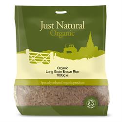 Økologisk langkornet brun ris 1000g