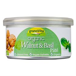 Biologische walnoot-basilicumpastei 125 g (bestel per stuk of 12 voor retail-buitenverpakkingen)