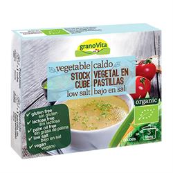 Cubitos de caldo de verduras orgánico bajo en sal (pedir por separado o 15 para el exterior minorista)