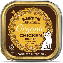 ארוחת ערב עוף אורגנית לחתולים של Lily's Kitchen 85 גרם (להזמין ביחידים או 19 עבור טרייד חיצוני)