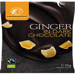 Jengibre orgánico de comercio justo en chocolate amargo 70 g (pida 10 para el exterior minorista)