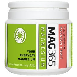 MAG365 Magnesium Citrate pulver - Passionsfrugt 150g (bestilles i singler eller 48 for bytte ydre)