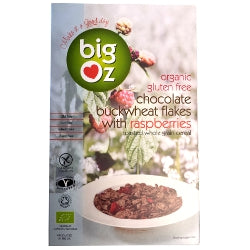Økologisk glutenfri chokolade boghvede flager hindbær 350 g (bestilles i single eller 5 for bytte ydre)