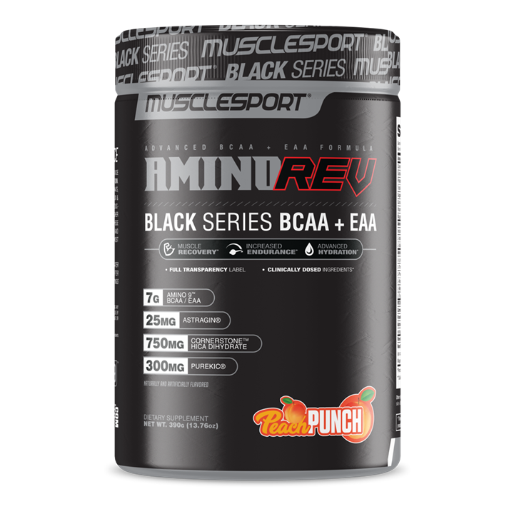 Musclesport amino rev zwarte serie 390g / perzikpunch