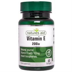 Vitamin E 200iu 60 kapsler (bestill i single eller 10 for bytte ytre)