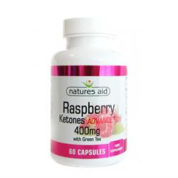 Raspberry Ketones Advance+ 400mg med grønn te 60 kapsler (bestilles i single eller 10 for bytte ytre)