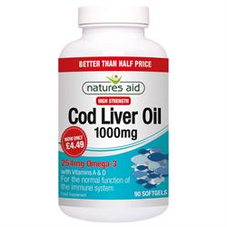 Cod Liver Oil (High Strength) 1000mg 90 Caps (order in singles or 10 for trade outer)