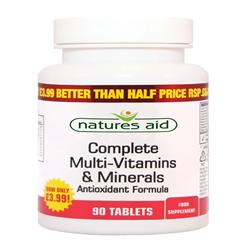 Multivitaminas e Minerais (Antioxidante Vegetariano) 90 Comprimidos (encomende em unidades individuais ou 10 para comércio externo)