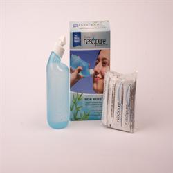 Nasal Wash System - 8 oz flaske + 20 poser med saltvand (bestilles i singler eller 12 for bytte ydre)