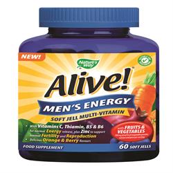 Alive! Men`s Energy Soft Jell Multi-Vitamin 60 Chewables (order in singles or 12 for trade outer)
