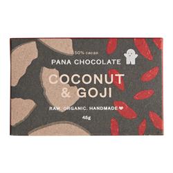 Kokosnuss & Goji 50 % Kakao 45 g (einzeln bestellen oder 12 für den Einzelhandel außerhalb)