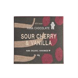Surkirsebær og vanilje 60 % kakao 45 g (bestilles i single eller 12 for ytre detaljhandel)