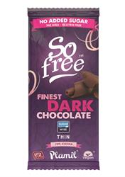 Chocolat fin noir le plus fin sans sucre ajouté So Free 80 g (commander en simple ou 12 pour l'extérieur au détail)