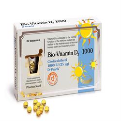 Bio-Vitamin D3 (Cholecalciferol) - 25mcg - 1000IU - 80 kapslar (beställ i singlar eller 5 för handel med yttre)