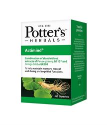 15% RABATT på Potter's Herbals Actimind Caps 60s (beställ i singlar eller 4 för utbyte av yttre)