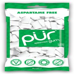 PUR Gum Spearmint Gum Bag 77g 55 ชิ้น (สั่งเดี่ยวหรือ 12 ชิ้นขายปลีกด้านนอก)