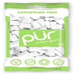 PUR Gum Coolmint Bag 77g 55 ใบ (สั่งเดี่ยวหรือ 12 ใบสำหรับขายปลีกด้านนอก)