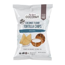 Økologisk kokosmel Tortilla Chips Original 155g (bestilles i singler eller 12 for detail ydre)