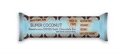 Uma barra com cobertura de chocolate suíço - sabor Super Coco. (pedir em múltiplos de 5 ou 15 para varejo externo)
