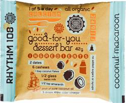 Organiczny, bezglutenowy batonik deserowy Good-For-You, makaronik kokosowy (zamawianie w wielokrotnościach 6 lub 12 w przypadku sprzedaży detalicznej na zewnątrz)