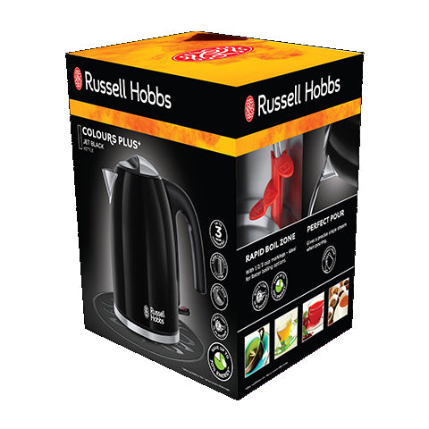 Chaleira Russell Hobbs | 1,7l | Base 360* | cores+ | preto