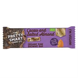 Ekologisk kakao och saltad mandel Maca Brownie Bar 30 g (beställ 20 för yttersida)