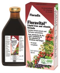 Floravital Formule de Fer Liquide Sans Levure &amp; Sans Gluten 500 ml (commander en simple ou 12 pour le commerce extérieur)
