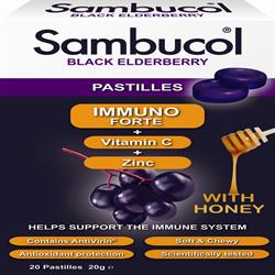 20 % RABATT Sambucol Pastiller Immuno Forte Vitamin C og sink med honning