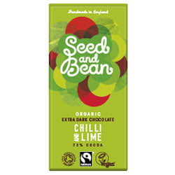Barre Bio &amp; Fairtrade Extra Dark Chilli &amp; Lime 85g (commander en simple ou 8 pour le commerce extérieur)