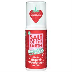 Spray déodorant naturel Rock Chick Sweet Strawberry pour filles (commander en simple ou 12 pour le commerce extérieur)